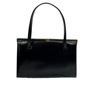 Vintage The May Co Black Patent Leather Handbag – Art Deco Style